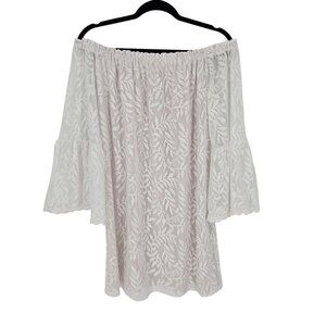 Lilly Pulitzer Medium white lacy off shoulder bell sleeve tunic mini dress boho
